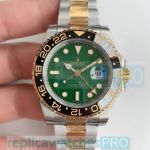 Swiss Replica Rolex GMT Master 2 Green Dial Black Ceramic Bezel 2-Tone Watch
